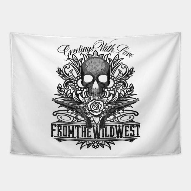 Wild West Skull & Guns Tapestry by Drop23