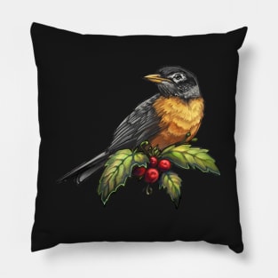 Holiday Bird American Robin Pillow