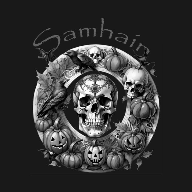 Samhain pagan halloween decorated skull by Edgi