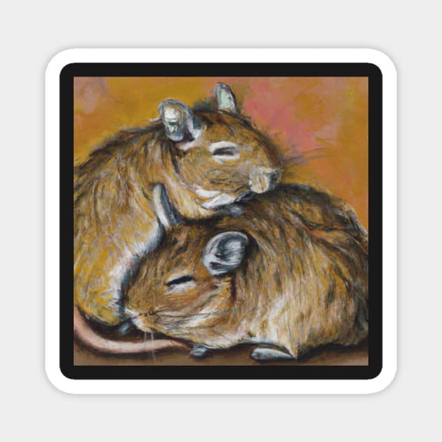 Cute Degu Oil Painting Magnet by soulfulprintss8