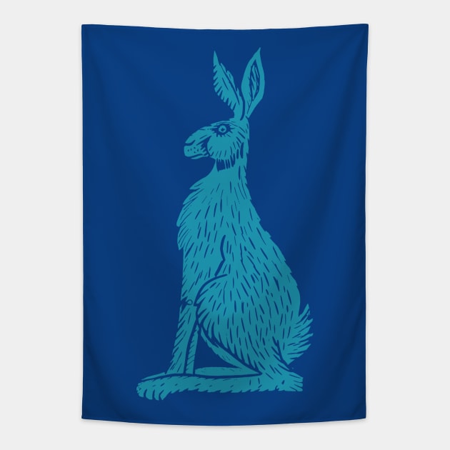 Linocut Rabbit Tapestry by SWON Design