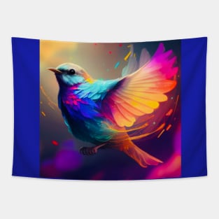 Colorful bird flapping wings Tapestry