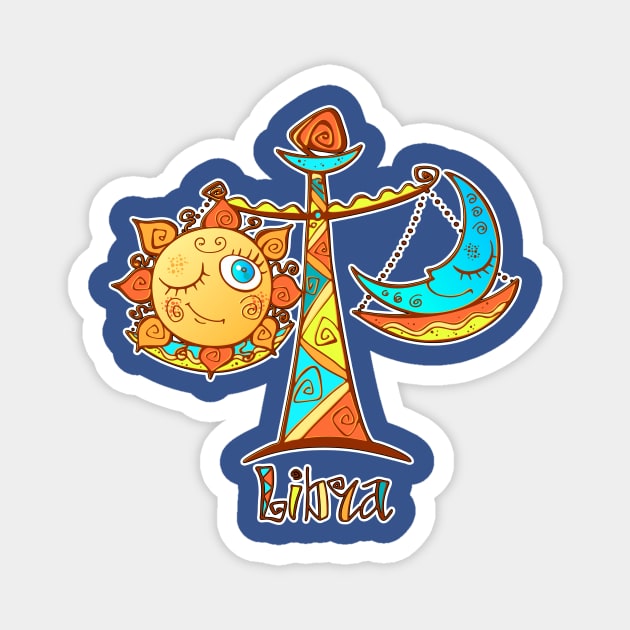Libra Zodiac Sign Sun Moon Magnet by letnothingstopyou