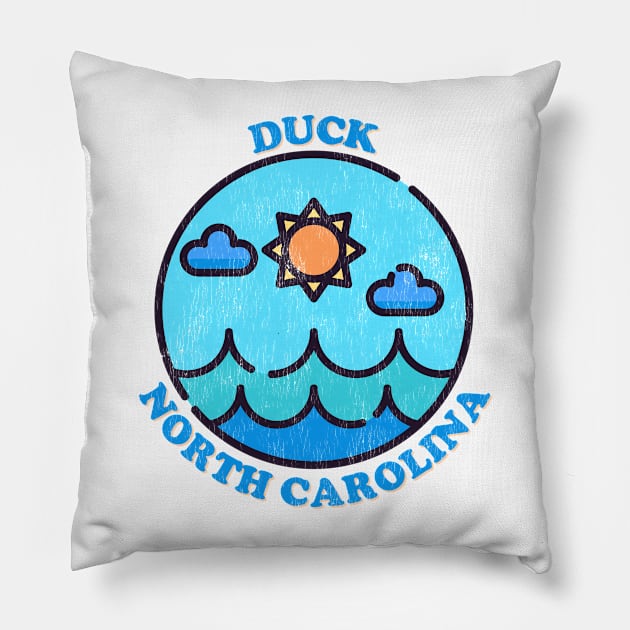 Duck, NC Summertime Vacationing Ocean Skyline Pillow by Contentarama