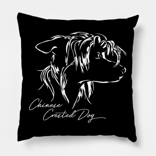 Proud Chinese Crested dog portrait Pillow by wilsigns