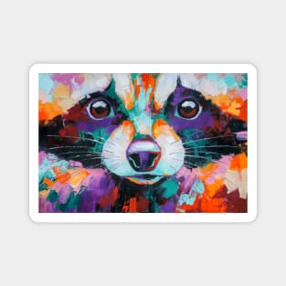 Conceptual abstract painting of a raccoon muzzle. Magnet