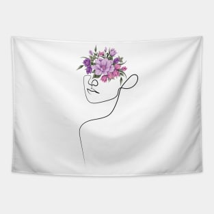 Find the Closest Flowers Bouquet and Put it on your Head | One Line Drawing | One Line Art | Minimal | Minimalist Tapestry