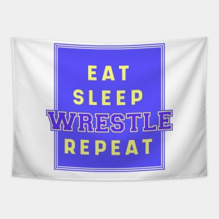 Eat Sleep Wrestling Repeat Quote Badge Tapestry