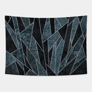 Shattered Blue Ice - Abstract Mosaic Pattern Tapestry