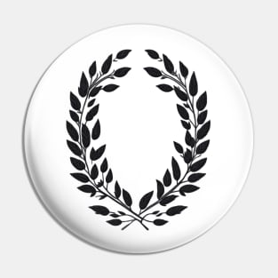 white and black laurel wreath Pin