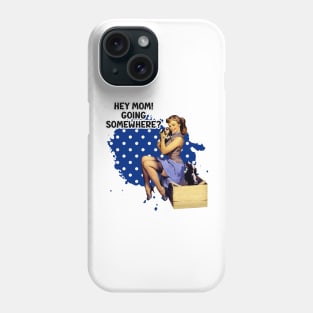 Cute Pin-up girl with little dog retro illustration art Phone Case