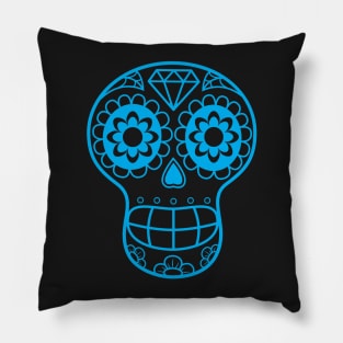 Sugarskull Blue Pillow