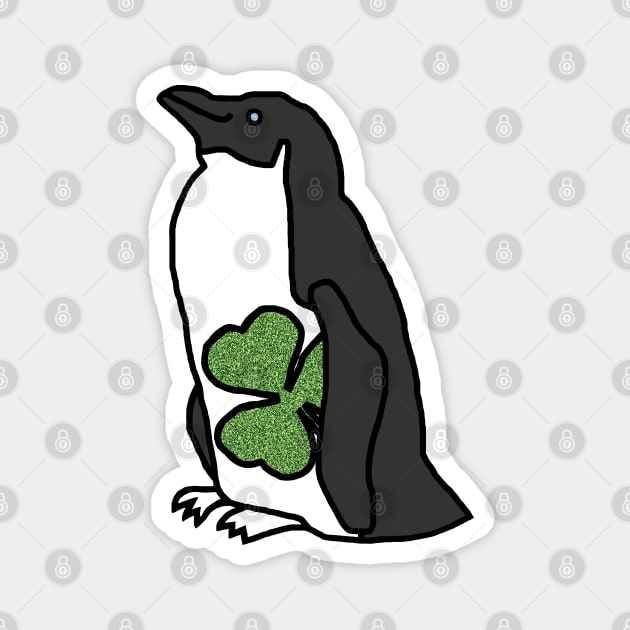 Penguin Holding Shamrock on St Patricks Day Magnet by ellenhenryart