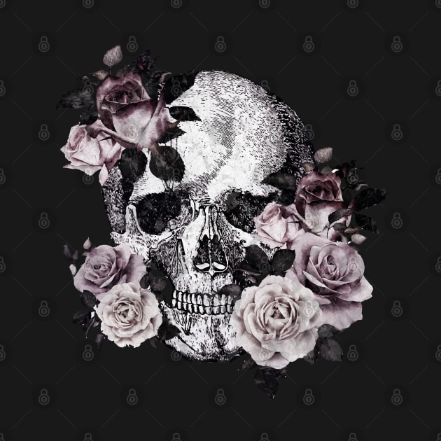 Tribe skull art design with roses by Collagedream