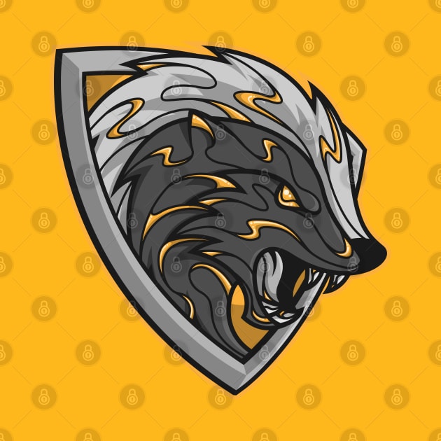 yellow and black loyal badger shield by FamiFriki_V