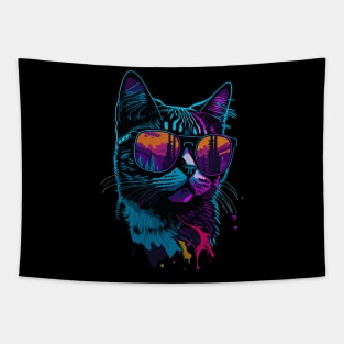 Maine cat with Sunglasses Tapestry