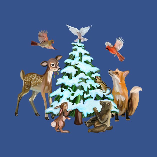 Christmas Woodland Animals of the Forest by Art by Deborah Camp