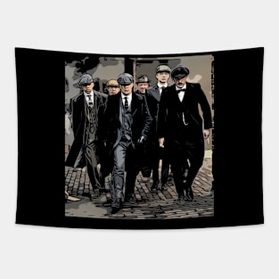 Thomas Shelby walking with the Peaky Blinders, well dressed  as abstract comic art (vers. 2) Tapestry