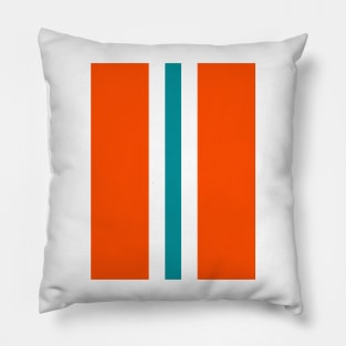 Retro American Football Stripes Miami Orange Teal White Pillow