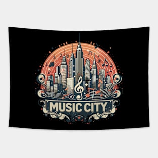 Retro Vintage Music City Tapestry