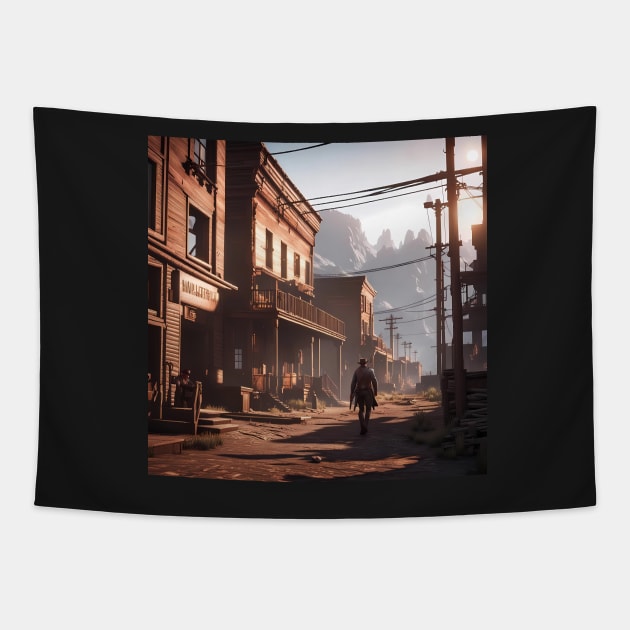 Red dead redemption 2 inspired art Tapestry by IOANNISSKEVAS