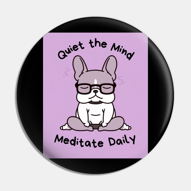 Kawaii Cute Yoga Meditating bullgod Pin by AdaMazingDesign