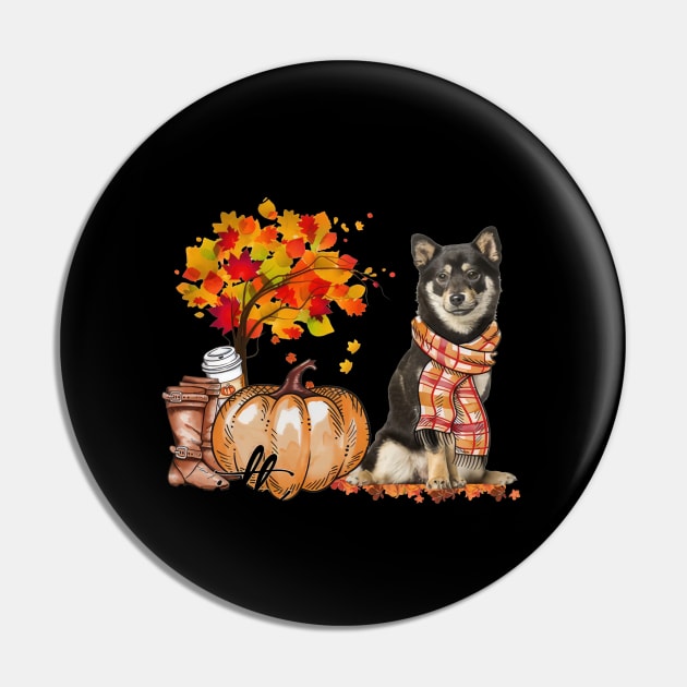 Fall In Love With Shiba Inus Fall Pumpkin Thanksgiving Pin by Gearlds Leonia