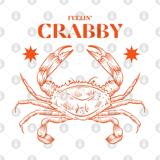 'Feelin' Crabby' Crab Pun Funny Design by sticksnshiz