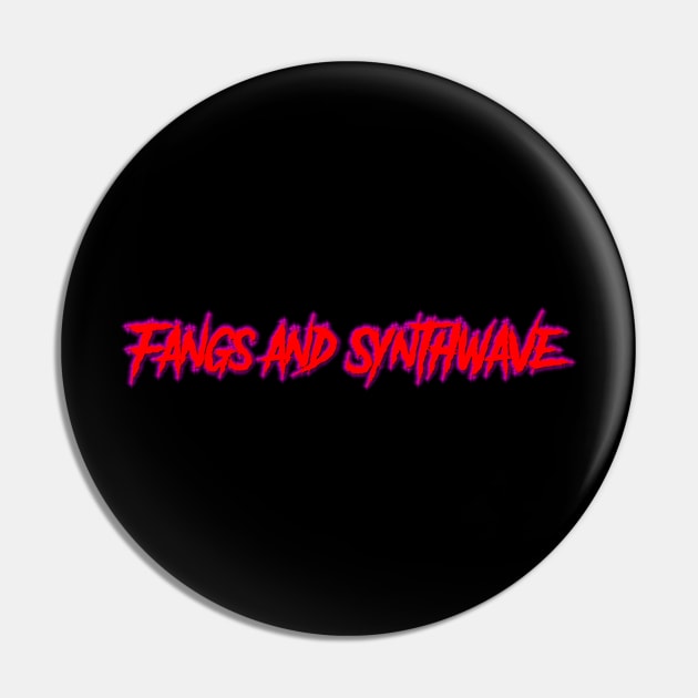 Fangs and Synthwave Long Red Logo Pin by Electrish