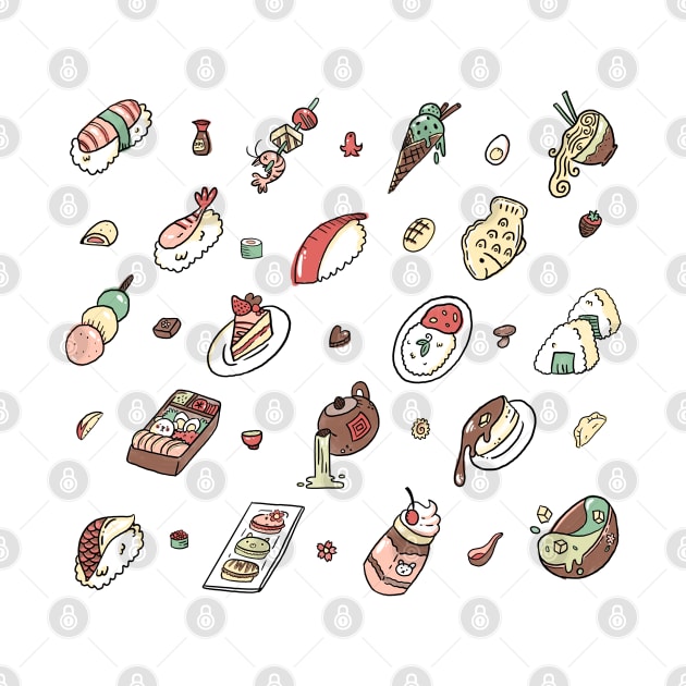 Japanese Food and Snacks Pattern by narwhalwall