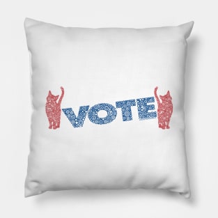 Red Cats Warming Up To Vote Blue Circle Design Pillow