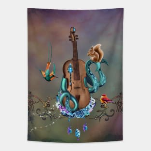 Wonderful violin with tentacle Tapestry