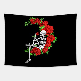 Skeleton Rose Moom Tapestry