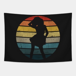 Cheerleader Silhouette On A Distressed Retro Sunset print Tapestry