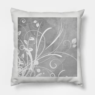 Abstract Floral Art Grey white Pillow