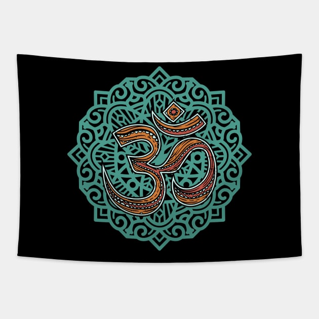 Om Yoga Tribal Goa Sign Tapestry by Shirtbubble