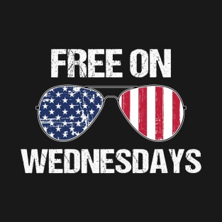 Free on Wednesdays Sunglasses American Flag Funny Joe Biden Political T-Shirt