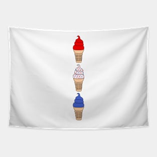 Red and Blue Ice Cream Cones, and White with Red and Blue Sprinkles Tapestry