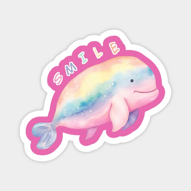 Smile Cute Colorful Baby Whale . Magnet by Alienated