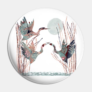 Abstract Herons lifting off Pin