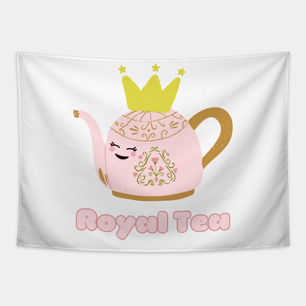 Royal Tea Kawaii Teapot with Crown Tapestry by Once Upon a Find Couture 