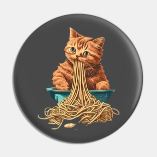 CAT EATING SPAGHETTI Pin