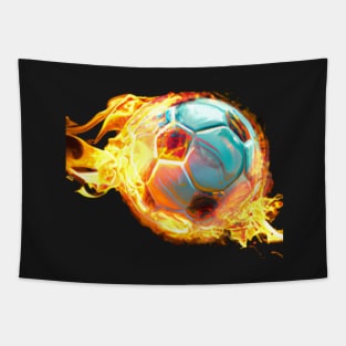 Flame Soccer Ball Tapestry