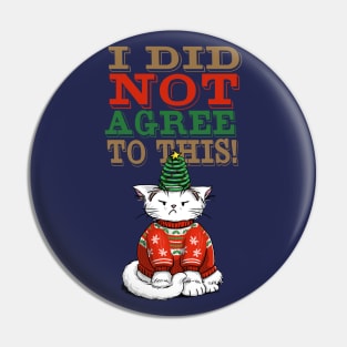 Disgruntled Cat in Ugly Christmas Sweater (dark background) Pin