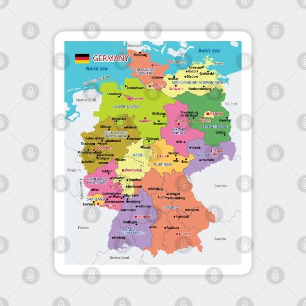 Administrative map of Germany Magnet by AliJun