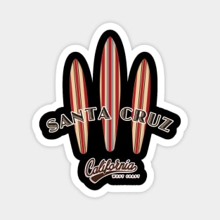 Santa Cruz California with three Surfboards Logo Sticker Dark Magnet