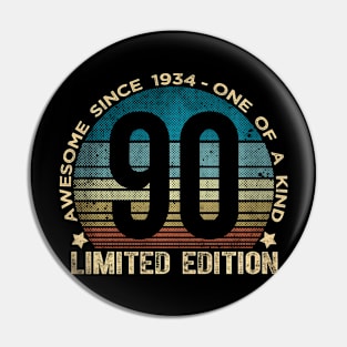 90Th Birthday 90 Year Old 1934 Limited Edition Pin