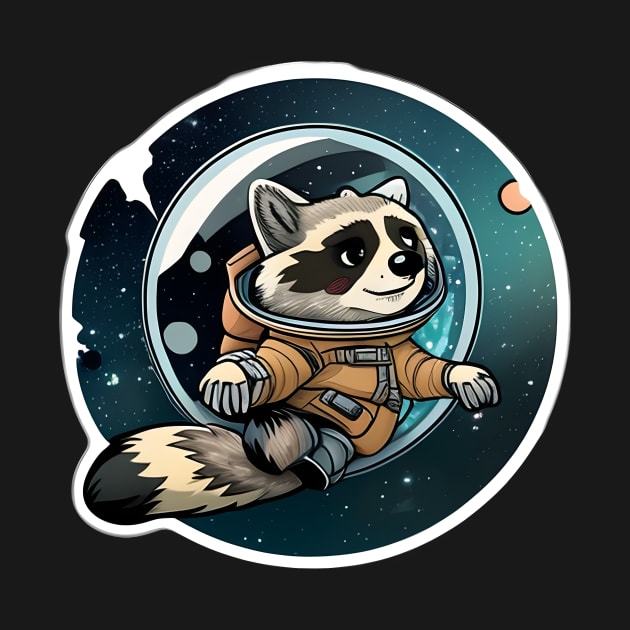 Ronald the Racoon but he's trapped in a big glass orb in space Sticker by Walford-Designs