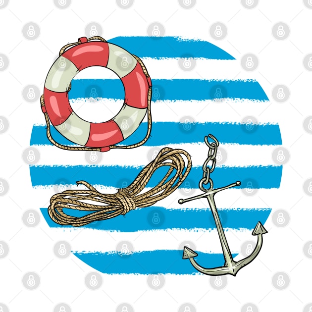 Navy pattern - Anchor, life buoys by GreekTavern