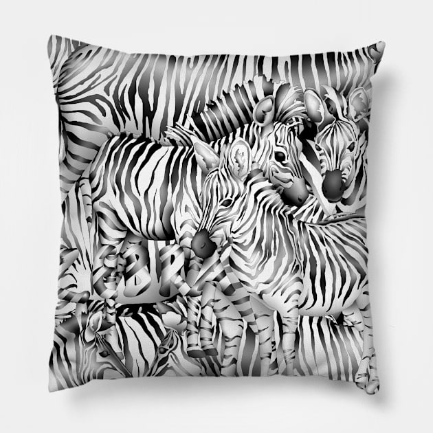 Zebras Pillow by Zodiart